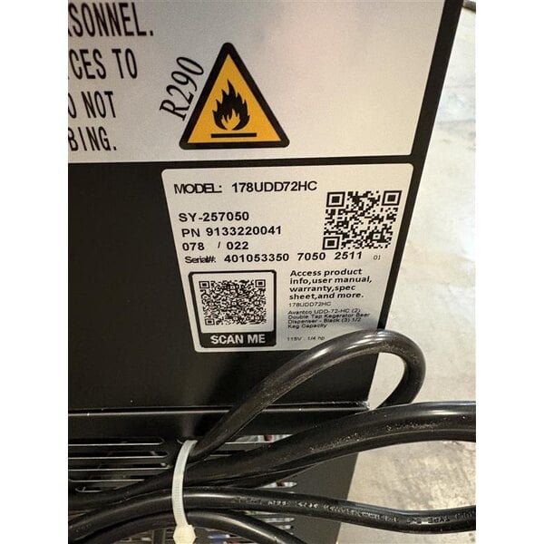 Scratch and Dent Avantco UDD-72-HC (2) Four Tap Shallow Depth Kegerator Beer Dispenser - Black, (3) 1/2 Keg Capacity