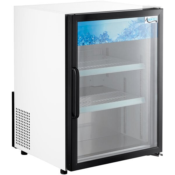 Scratch and Dent Avantco CRM-5-HC White Countertop Display Refrigerator with Swing Door - 3.9 Cu. Ft.