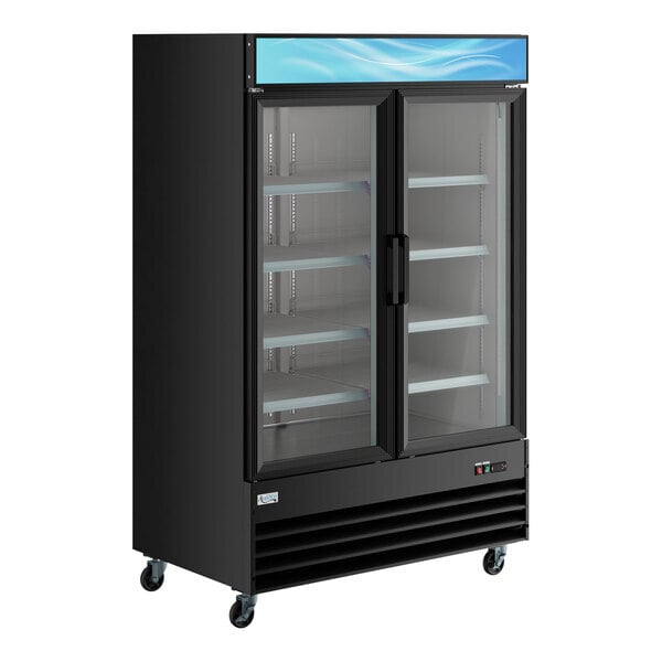 Scratch and Dent Avantco GDC-49-HC 53" Black Customizable Swing Glass Door Merchandiser Refrigerator with LED Lighting