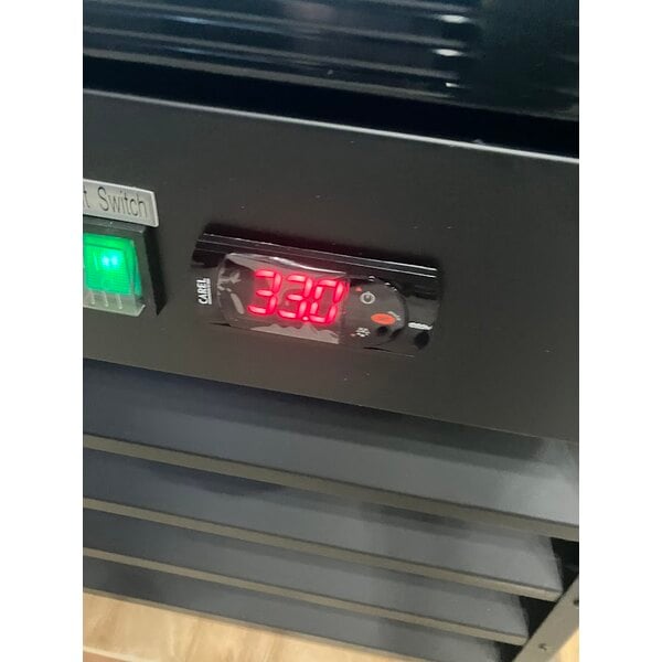 Scratch and Dent Avantco GDC-49-HC 53" Black Customizable Swing Glass Door Merchandiser Refrigerator with LED Lighting