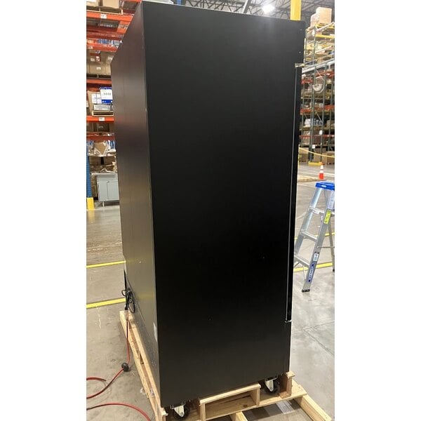 Scratch and Dent Avantco GDC-49-HC 53" Black Customizable Swing Glass Door Merchandiser Refrigerator with LED Lighting
