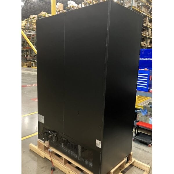 Scratch and Dent Avantco GDC-49-HC 53" Black Customizable Swing Glass Door Merchandiser Refrigerator with LED Lighting