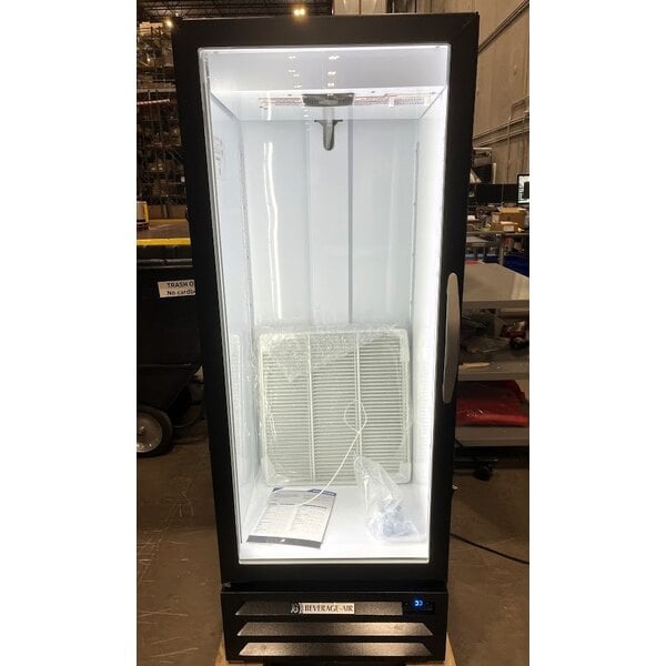 Scratch and Dent Beverage-Air MMR12HC-1-B-18 MarketMax 24" Black Refrigerated Glass Door Merchandiser with Left-Hinged Door