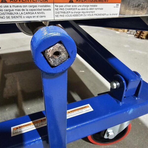 Scratch and Dent Vestil 37 7/16" x 23 5/8" Blue Steel Manual Scissor Lift Cart with 18"-40" Lift and 660 lb. Capacity CART-660-M