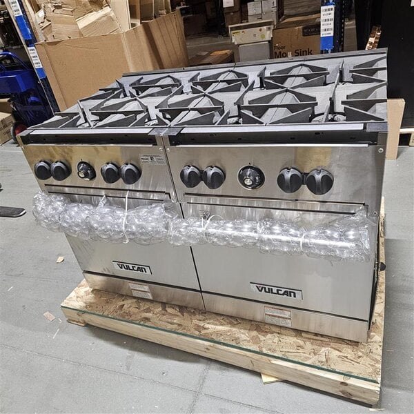 Scratch and Dent Vulcan 48SS-8BN Endurance Natural Gas 8 Burner 48" Range with 2 Standard Ovens - 286,000 BTU