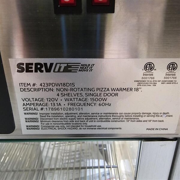 Scratch and Dent ServIt PDW18D1S 18" Full-Service Countertop Display Warmer with 4 Shelves