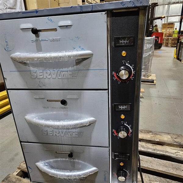 Scratch and Dent ServIt WDNFS-3 Triple Narrow Freestanding Drawer Warmer - 1350W, 120V