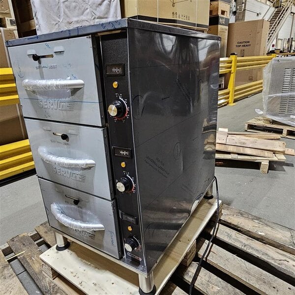 Scratch and Dent ServIt WDNFS-3 Triple Narrow Freestanding Drawer Warmer - 1350W, 120V