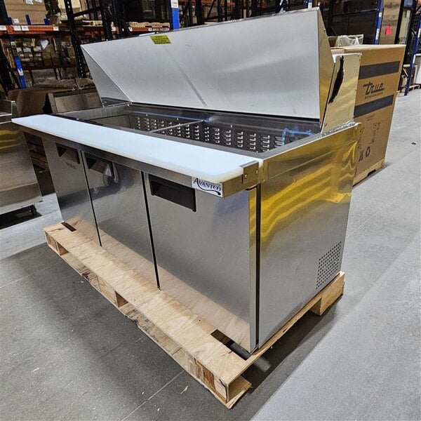 Scratch and Dent Avantco APT-71M-HC 70" 3 Door Mega Top Refrigerated Sandwich Prep Table