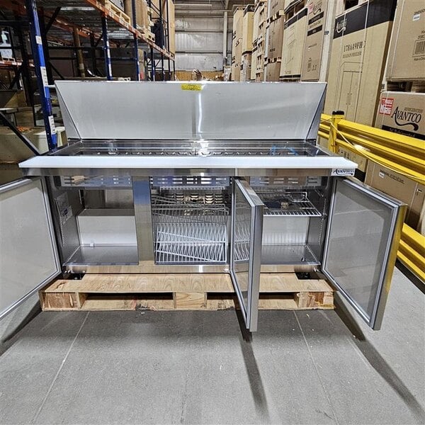 Scratch and Dent Avantco APT-71M-HC 70" 3 Door Mega Top Refrigerated Sandwich Prep Table
