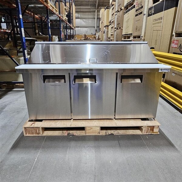 Scratch and Dent Avantco APT-71M-HC 70" 3 Door Mega Top Refrigerated Sandwich Prep Table