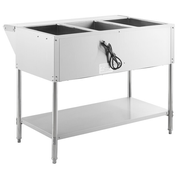 Scratch and Dent Avantco STE-3S Three Pan Open Well Electric Steam Table with Undershelf - 120V, 1500W
