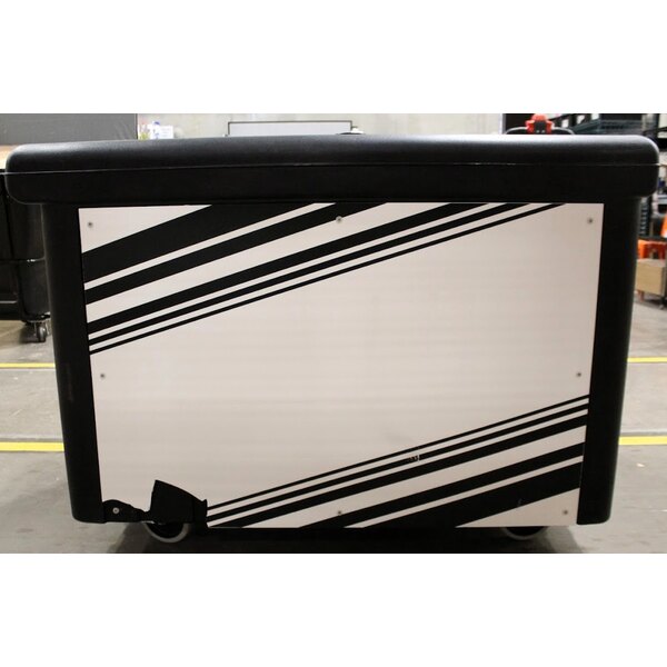 Scratch and Dent Cambro CVC55110 Camcruiser Black Customizable Vending Cart with Umbrella, 1 Counter Well, and 2 Storage Compartments