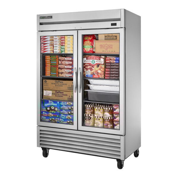 Scratch and Dent True T-49FG-HC~FGD01 54 1/8" 2 Section Glass Door Reach-In Freezer with LED Lighting
