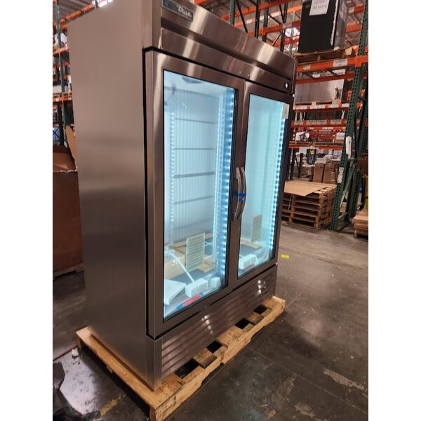Scratch and Dent True T-49FG-HC~FGD01 54 1/8" 2 Section Glass Door Reach-In Freezer with LED Lighting