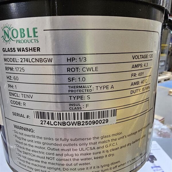 Scratch and Dent Noble Warewashing Last Call 274LCNBGW Heavy-Duty Upright Five Brush Electric Glass Washer - 115V