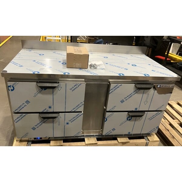 Scratch and Dent Beverage-Air WTFD60AHC-4 60" Four Drawer Worktop Freezer