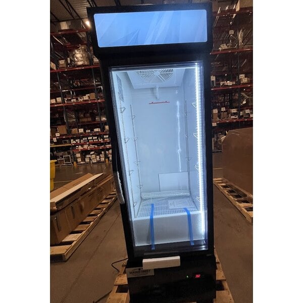 Scratch and Dent MainStreet Equipment GMC-12 23 5/8" Black Swing Glass Door Merchandiser Refrigerator - 120V