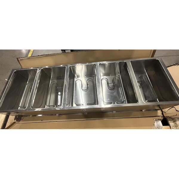 Scratch and Dent ServIt 423EST5WOPB Five Pan Open Well Electric Steam Table with Partially Enclosed Base and Angled Sneeze Guard - 208/240V, 3750W
