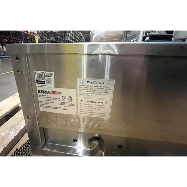 Scratch and Dent ServIt 423EST5WOPB Five Pan Open Well Electric Steam Table with Partially Enclosed Base and Angled Sneeze Guard - 208/240V, 3750W