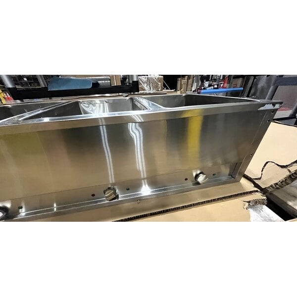 Scratch and Dent ServIt 423EST5WOPB Five Pan Open Well Electric Steam Table with Partially Enclosed Base and Angled Sneeze Guard - 208/240V, 3750W