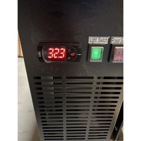 Scratch and Dent Avantco UBB-60G-HC 60" Black Counter Height Narrow Glass Door Back Bar Refrigerator with LED Lighting