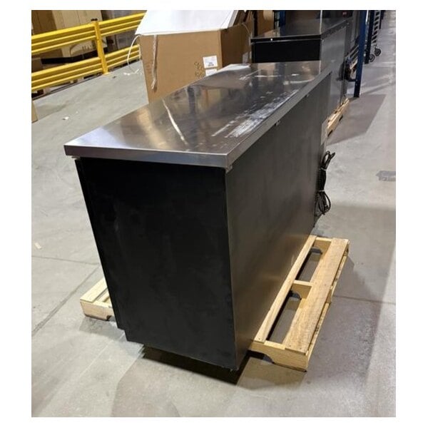 Scratch and Dent Avantco UBB-60G-HC 60" Black Counter Height Narrow Glass Door Back Bar Refrigerator with LED Lighting