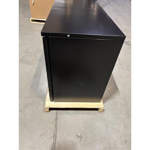 Scratch and Dent True TBB24-60-2G-Z1-BST-B-1 60 1/8" Black Glass Door Back Bar Refrigerator with Black Sub Top and LED Lighting