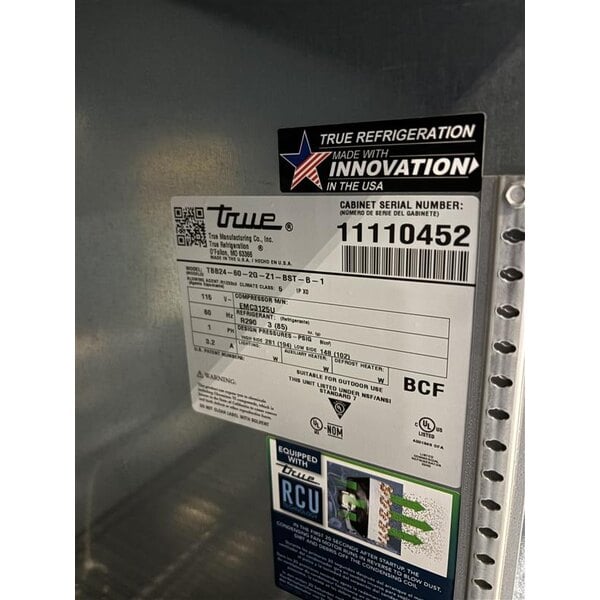 Scratch and Dent True TBB24-60-2G-Z1-BST-B-1 60 1/8" Black Glass Door Back Bar Refrigerator with Black Sub Top and LED Lighting