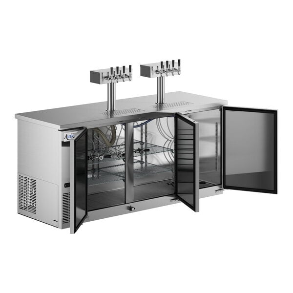Scratch and Dent Avantco UDD378S8 Stainless Steel Kegerator / Beer Dispenser with 2 Quadruple Tap Towers - (3) 1/2 Keg Capacity