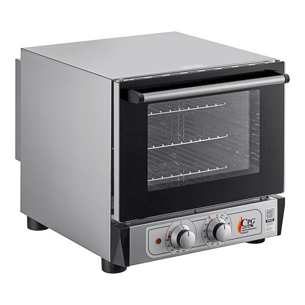 Scratch and Dent Cooking Performance Group COQ-T3-A Electric Thermostatic Countertop 3 Tray Quarter Size Convection Oven - 120V, 1,650W