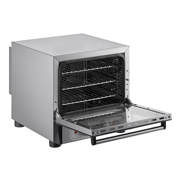 Scratch and Dent Cooking Performance Group COQ-T3-A Electric Thermostatic Countertop 3 Tray Quarter Size Convection Oven - 120V, 1,650W