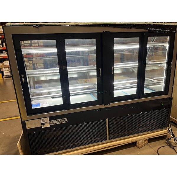 Scratch and Dent Avantco BCTD-72 72" Black 3-Shelf Curved Glass Dry Bakery Display Case with LED Lighting