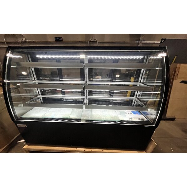 Scratch and Dent Avantco BCTD-72 72" Black 3-Shelf Curved Glass Dry Bakery Display Case with LED Lighting