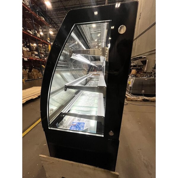 Scratch and Dent Avantco BCTD-72 72" Black 3-Shelf Curved Glass Dry Bakery Display Case with LED Lighting