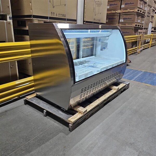 Scratch and Dent Avantco DLC64-HC-S 64" Stainless Steel Curved Glass Refrigerated Deli Case