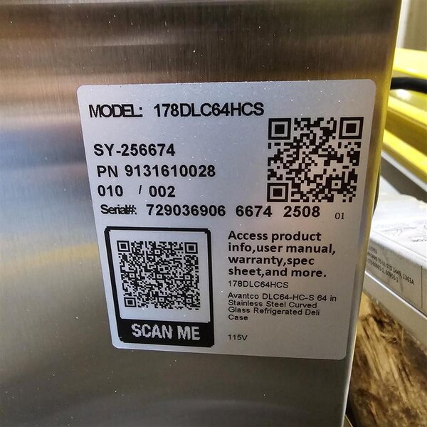 Scratch and Dent Avantco DLC64-HC-S 64" Stainless Steel Curved Glass Refrigerated Deli Case