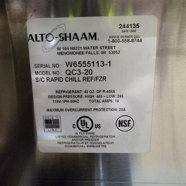 Scratch and Dent Alto-Shaam QC3-20 57" Quickchiller Reach in Commercial Work Top Blast Chiller - 60 lb.