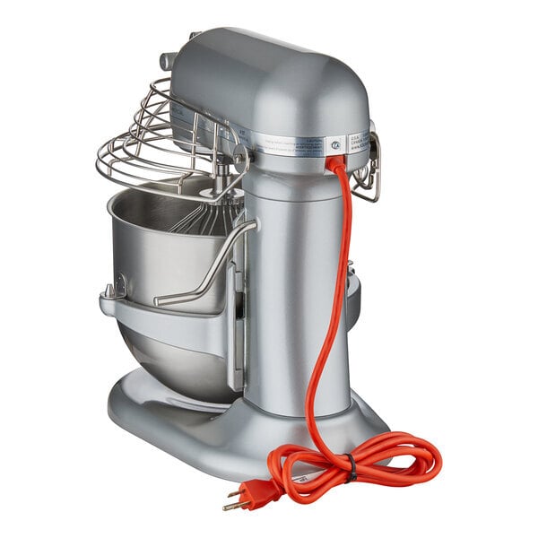 Scratch and Dent KitchenAid KSMC895CU Contour Silver 8 Qt. Bowl Lift Countertop Mixer with Guard & Standard Accessories - 120V, 1 3/10 hp