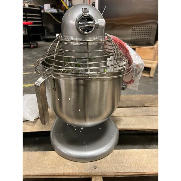 Scratch and Dent KitchenAid KSMC895CU Contour Silver 8 Qt. Bowl Lift Countertop Mixer with Guard & Standard Accessories - 120V, 1 3/10 hp