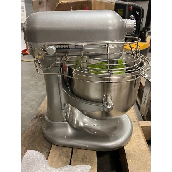 Scratch and Dent KitchenAid KSMC895CU Contour Silver 8 Qt. Bowl Lift Countertop Mixer with Guard & Standard Accessories - 120V, 1 3/10 hp