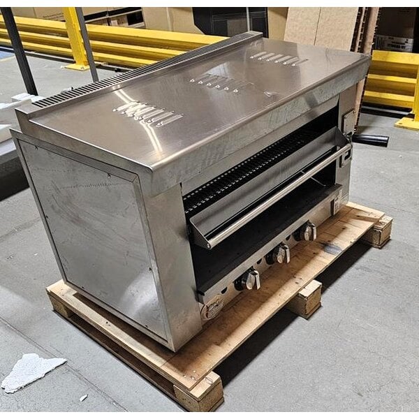 Scratch and Dent Cooking Performance Group S-36-SB-N 36" Natural Gas Infrared Salamander Broiler with 36" Heat Shield and Mounting Brackets - 36,000 BTU