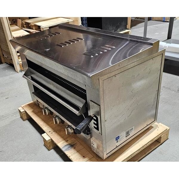Scratch and Dent Cooking Performance Group S-36-SB-N 36" Natural Gas Infrared Salamander Broiler with 36" Heat Shield and Mounting Brackets - 36,000 BTU