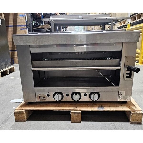 Scratch and Dent Cooking Performance Group S-36-SB-N 36" Natural Gas Infrared Salamander Broiler with 36" Heat Shield and Mounting Brackets - 36,000 BTU