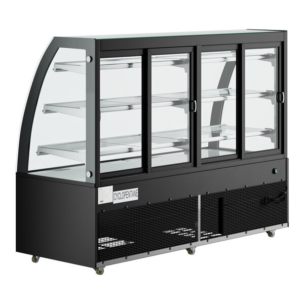 Scratch and Dent Avantco BCTD-72 72" Black 3-Shelf Curved Glass Dry Bakery Display Case with LED Lighting