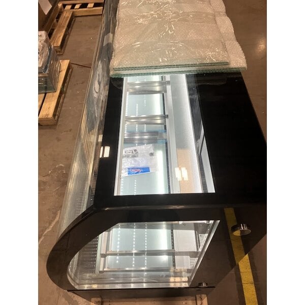 Scratch and Dent Avantco BCTD-72 72" Black 3-Shelf Curved Glass Dry Bakery Display Case with LED Lighting