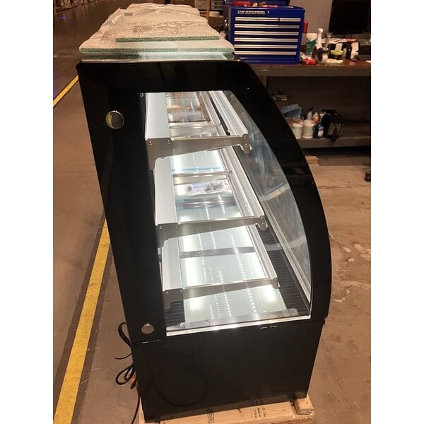 Scratch and Dent Avantco BCTD-72 72" Black 3-Shelf Curved Glass Dry Bakery Display Case with LED Lighting