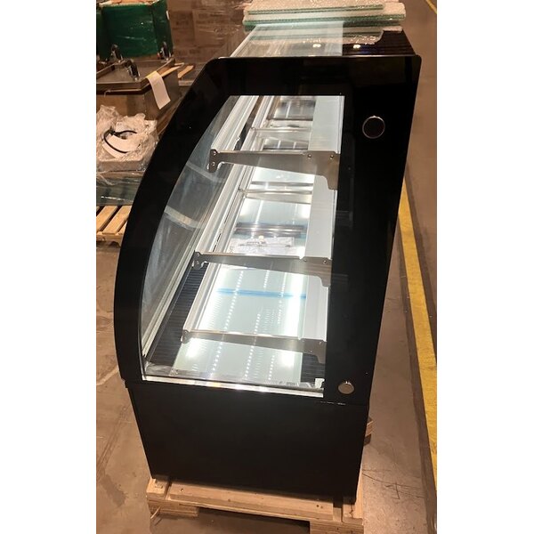 Scratch and Dent Avantco BCTD-72 72" Black 3-Shelf Curved Glass Dry Bakery Display Case with LED Lighting