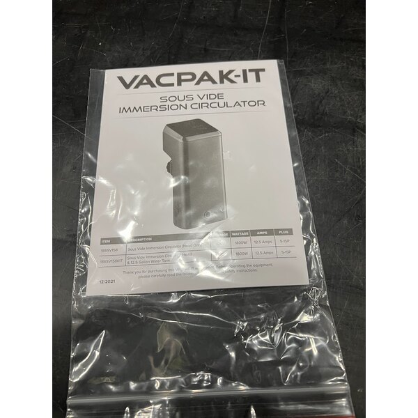Scratch and Dent VacPak-It SV158 16 Gallon Sous Vide Immersion Circulator Head with LCD Display- 120V, 1800W