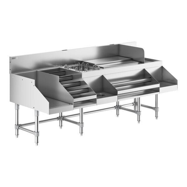 Scratch and Dent Regency Spec Line CCS-2972-12WB12LR 72" Stainless Steel Combination Cocktail Station with Liquor Display Rack and Drainboard